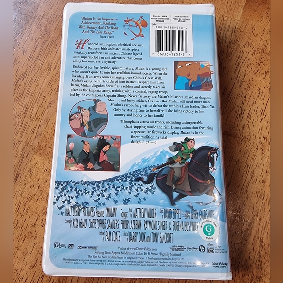 Walt Disney MULAN Gold Collection Clamshell VHS, 1999 - Picture 3 of 4